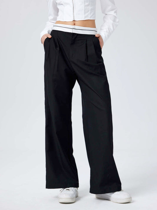 Color Block Pleated Pants