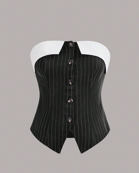 Pinstripes Bandeau Top