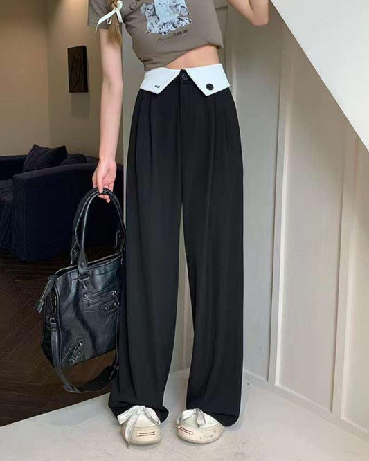 PLEATED PANT,black, bottomwear, casual, full length, high rise, pants, polyester, straight fit, streetwear, summer, wide leg, woven,pleated_pant_black,Color- BlackFabric- PolyesterFit- Relaxed Fit Type- Wide LegLength- Full Length(41in)Waist- High RiseClosure- Zip & ButtonNo. of Pockets- 2Print- SolidDetail- Fabric panel at waist