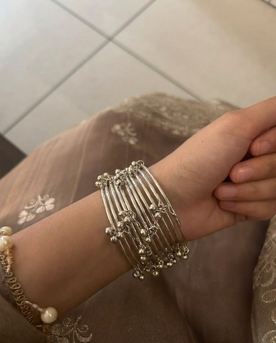 The Ghungroo Stack Anti Tarnish Bangle - Silver