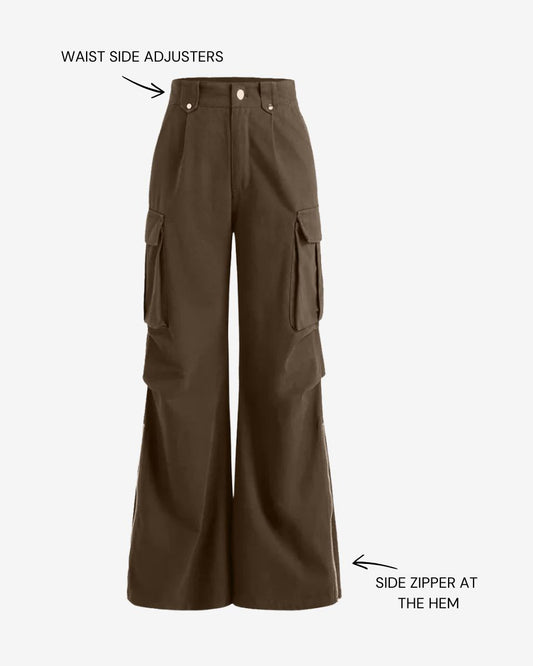 Zipped Hem Cargo With Adjustable Slider In Brown