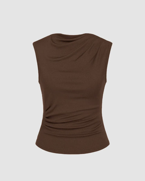 Earthy Brown Co-Ord Set Top (Cowl Neck)