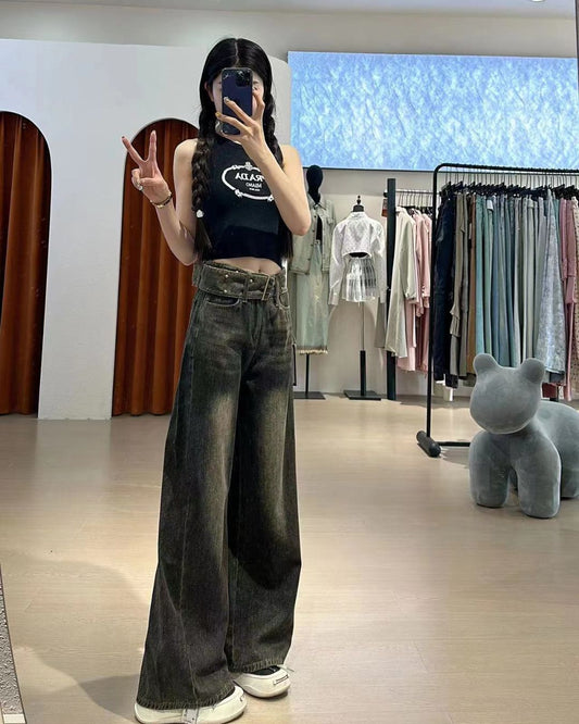 BELTED BAGGY FIT JEANS,baggy fit, belt, bottomwear, casual, crocodile green, denim, full length, jeans, mid rise, rivets, streetwear, summer, washed jeans, whiskers, wide leg, woven,belted_baggy_fit_jeans_crocodilegreen,Color- Crocodile Green Fabric- DenimFit- Baggy FitLength- Full Length(42in)Waist- High RiseClosure- Zip & ButtonNo. of Pockets- 4Detail- Belt attached