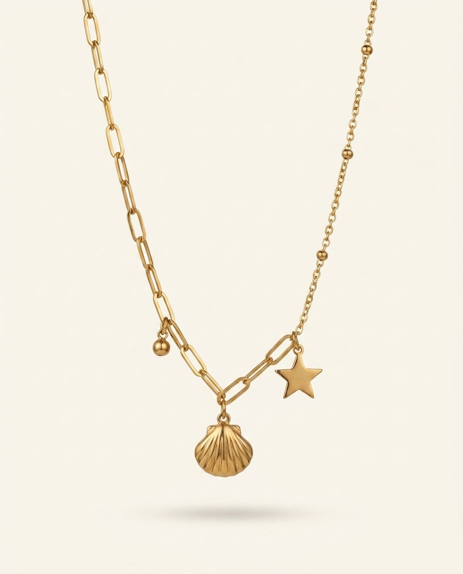 Golden Antitarnish Beach Charms Necklace