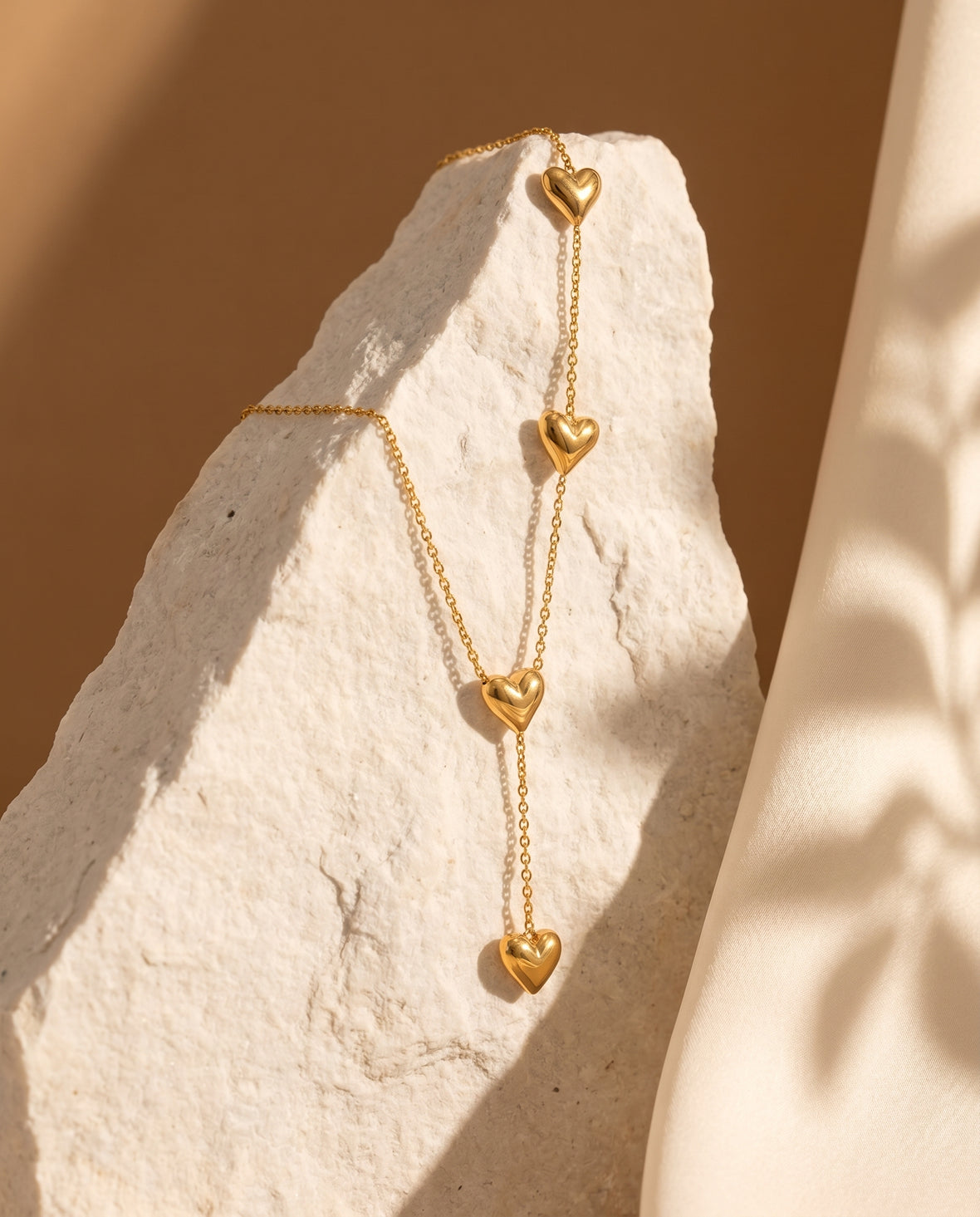 Golden Puff Heart Necklace