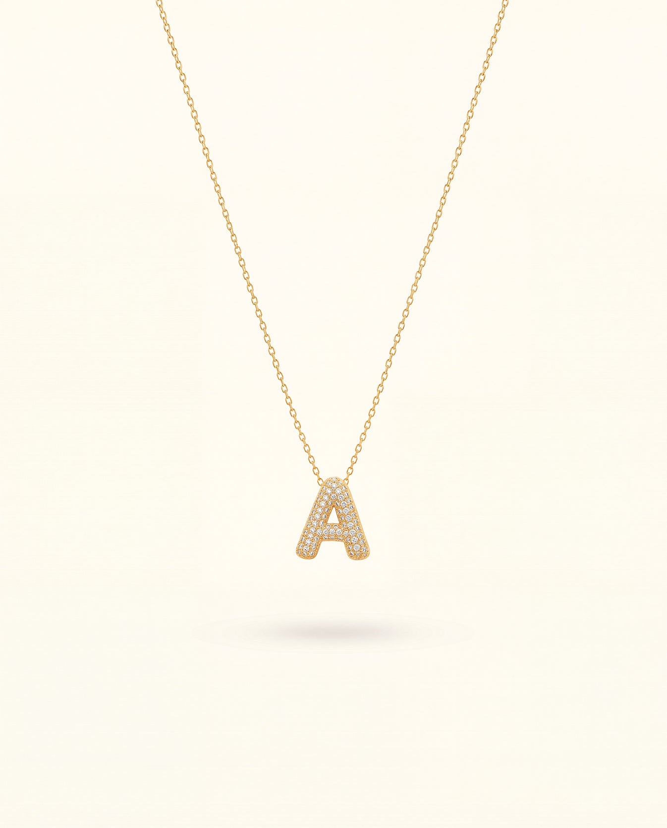 The A Rhinestone Anti Tarnish Necklace - Gold