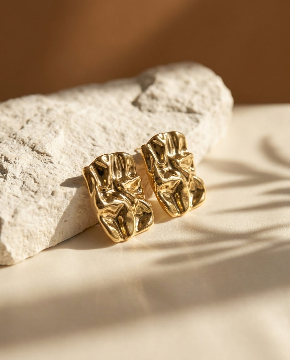 Golden Crushed Sheath Earrings