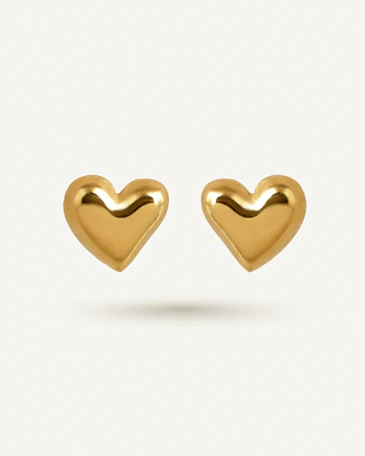 Pillow Heart Studs - Gold