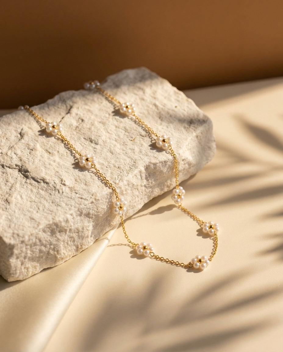 Golden Antitarnish Flower Chain Necklace
