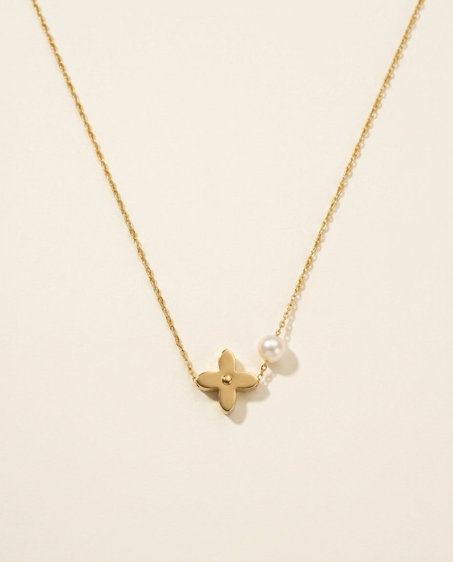 The Clover Pearl Necklace - Gold