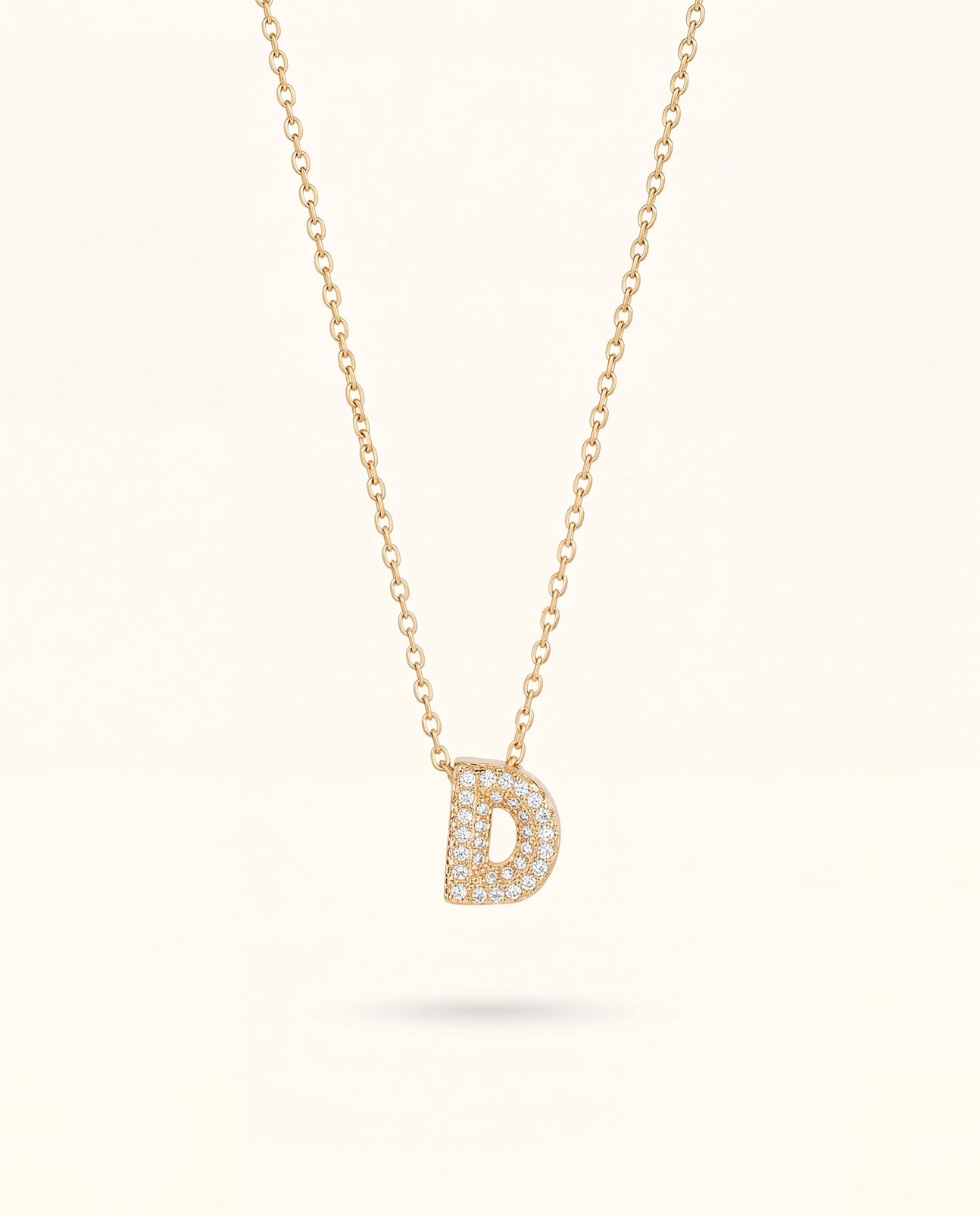 The D Rhinestone Anti Tarnish Necklace - Gold