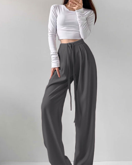Drawstring Pleated Pants