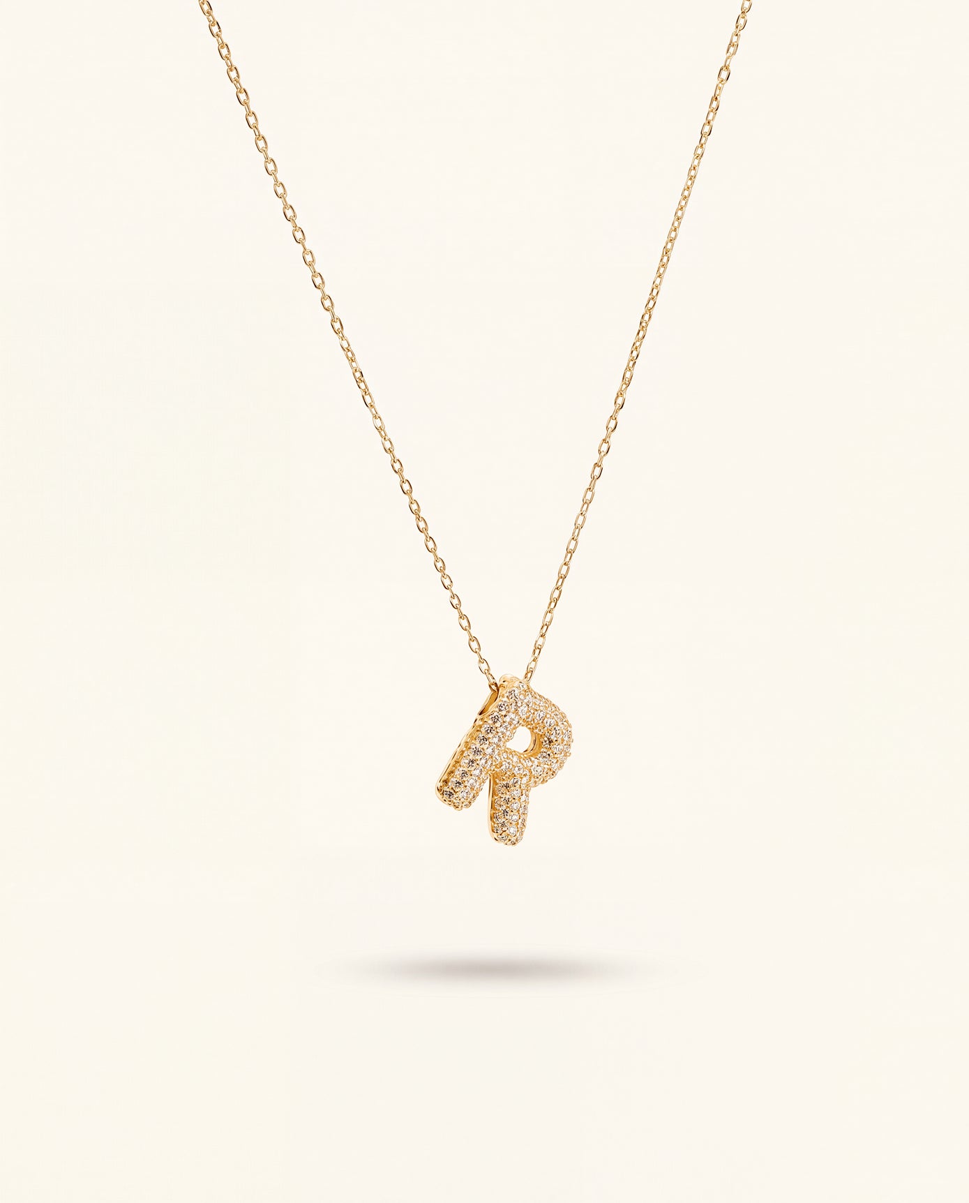 The R Rhinestone Anti Tarnish Necklace - Gold