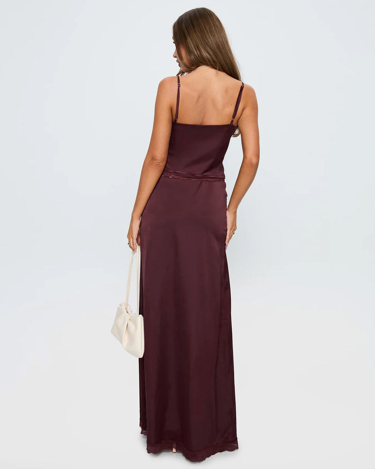 coord sets,bottomwear, topwear,casual chic, vacation, outdoor events, minimal, summer, urban fit, bold, ,knitted,woven,maroon,solid,laced,laced,slim fit top,fitted top,waist length top,scalloped hem,cami neck,adjustable straps,no sleeves,no sleeves,slip on,skirts,straight skirt,full length,straight hem,mid rise waist,no pockets,OY3063, 25070032GG