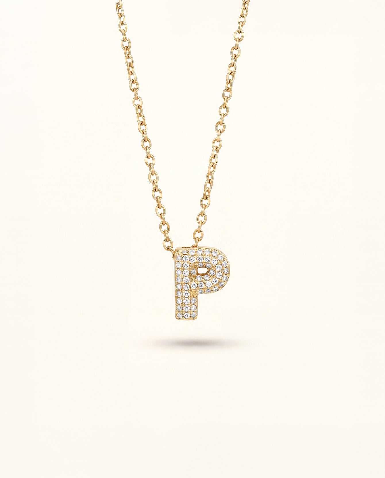 The P Rhinestone Anti Tarnish Necklace - Gold