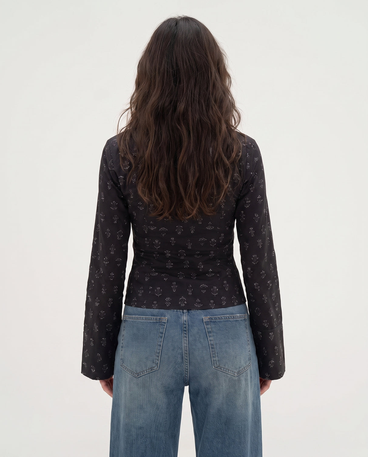 Floral Flared Sleeve Fitted Sleeve Shirt