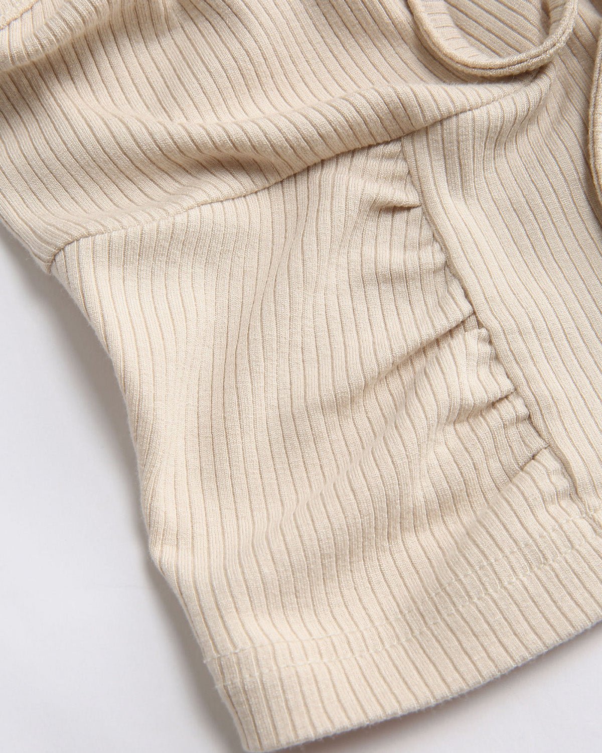 sweetheart-neck-crop-top-beige,SWEETHEART NECK CROP TOP,topwear,tops,casual,streetwear,knitted, stretchable,single jersey,beige,solid,ruched,skinny fit,crop,crop,sweetheart neck,cap sleeves,