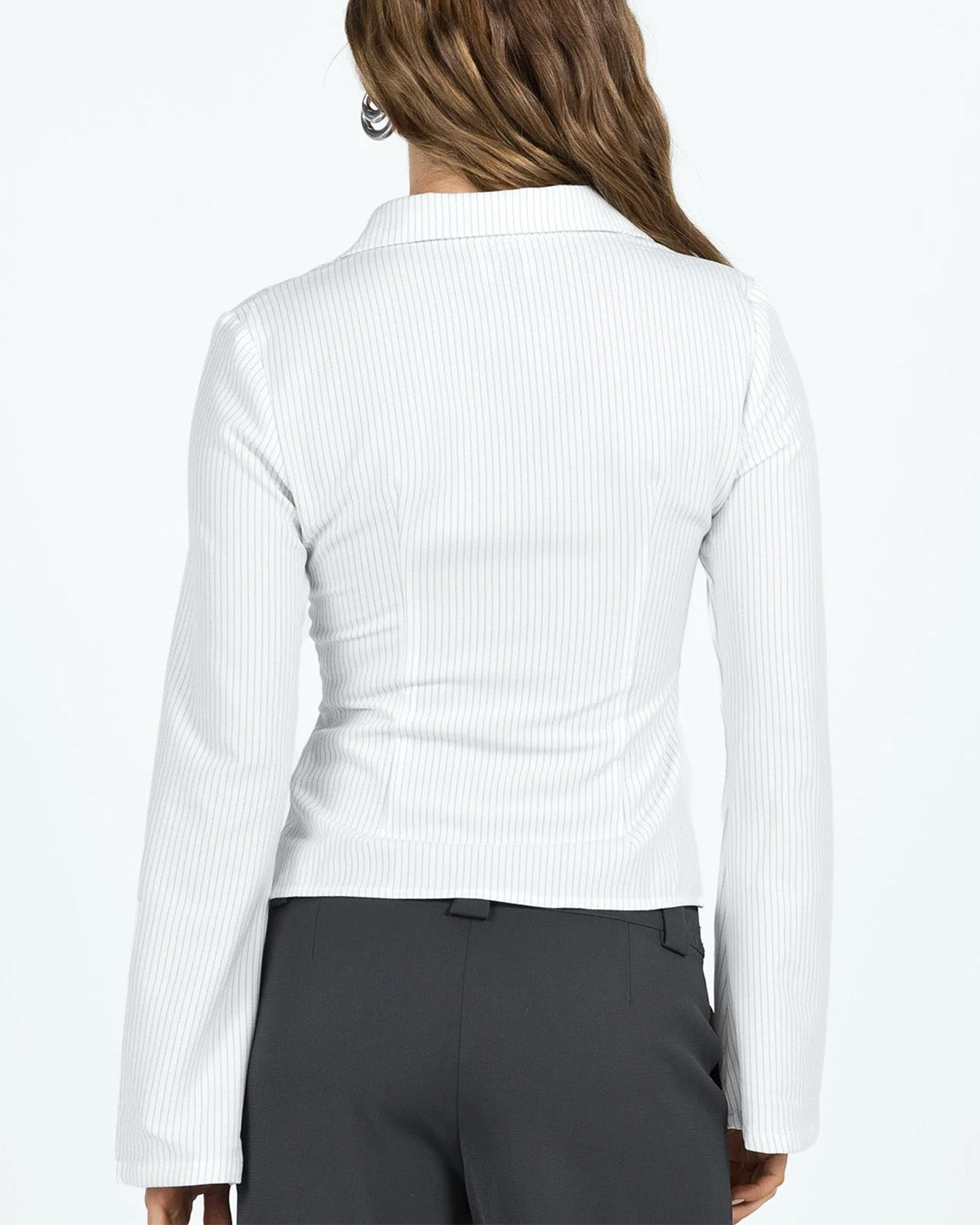 topwear,shirts,casual, semi-formal,minimal, streetwear,summer,woven,polycotton,white,stripes,slim fit,regular,straight hem,collared,flared sleeves,long sleeves	25040008GG, OY1021