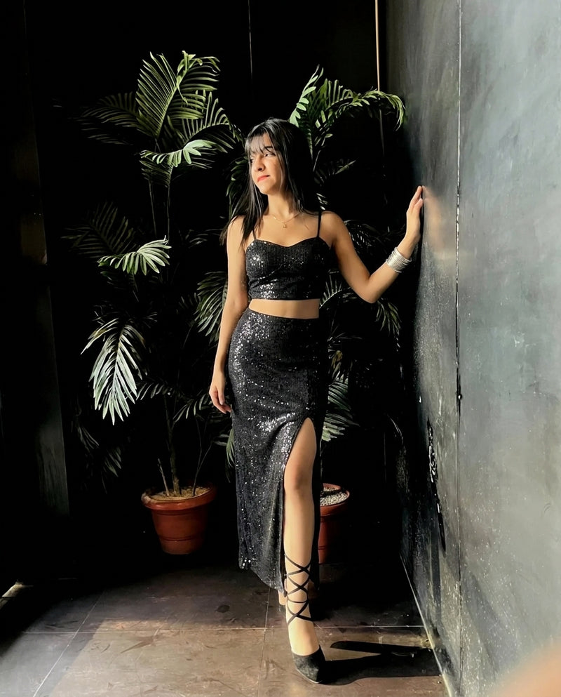 Shab Black Sequin Co-ord Set