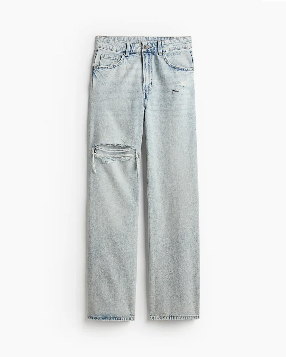 bottomwear,jeans,casual,streetwear,woven,denim,washed jeans, whiskers,light blue,straight fit,full length,high rise,knee-rugged-straight-fit-jeans-light-blue,Color: Light Blue
Fabric: Denim
Fit: Straight Fit
Length: Full Length
Waist: High Rise
Closure: Zip & Button
No. of Pockets: 4
Print: Solid,KNEE RUGGED STRAIGHT FIT JEANS