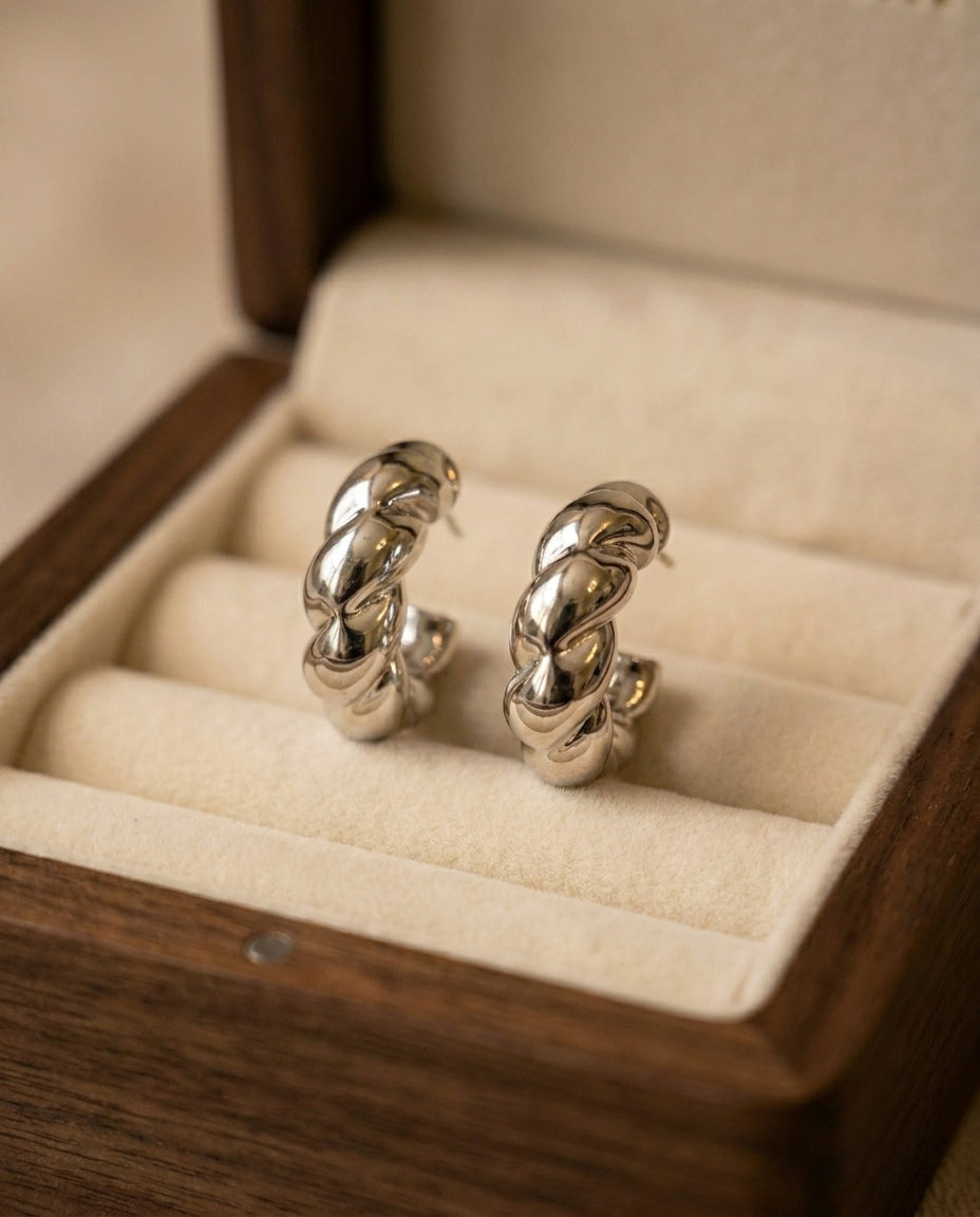 The Braid Hoop Earrings - Silver