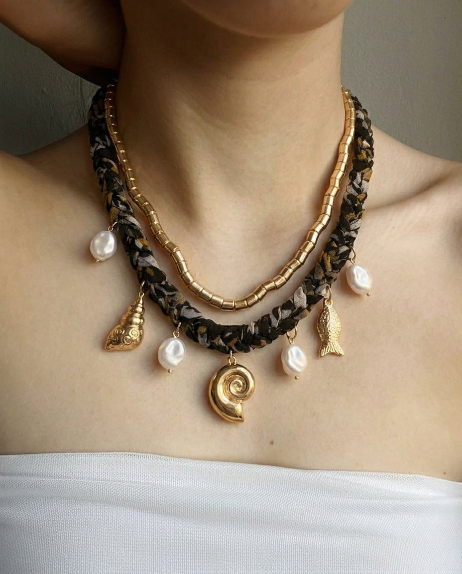 Beaded Charm Chain Necklace