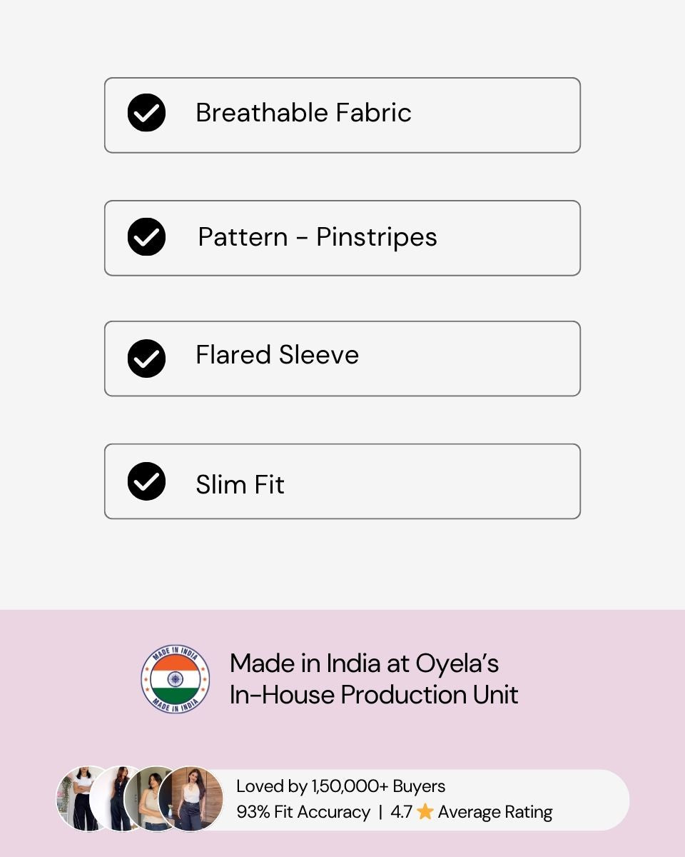 Stippled Stripes Flared Sleeves Shirt in White