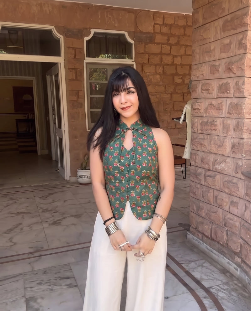 Firozi Green Keyhole Top
