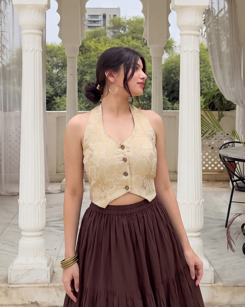 Banarasi Halter Brocade Blouse