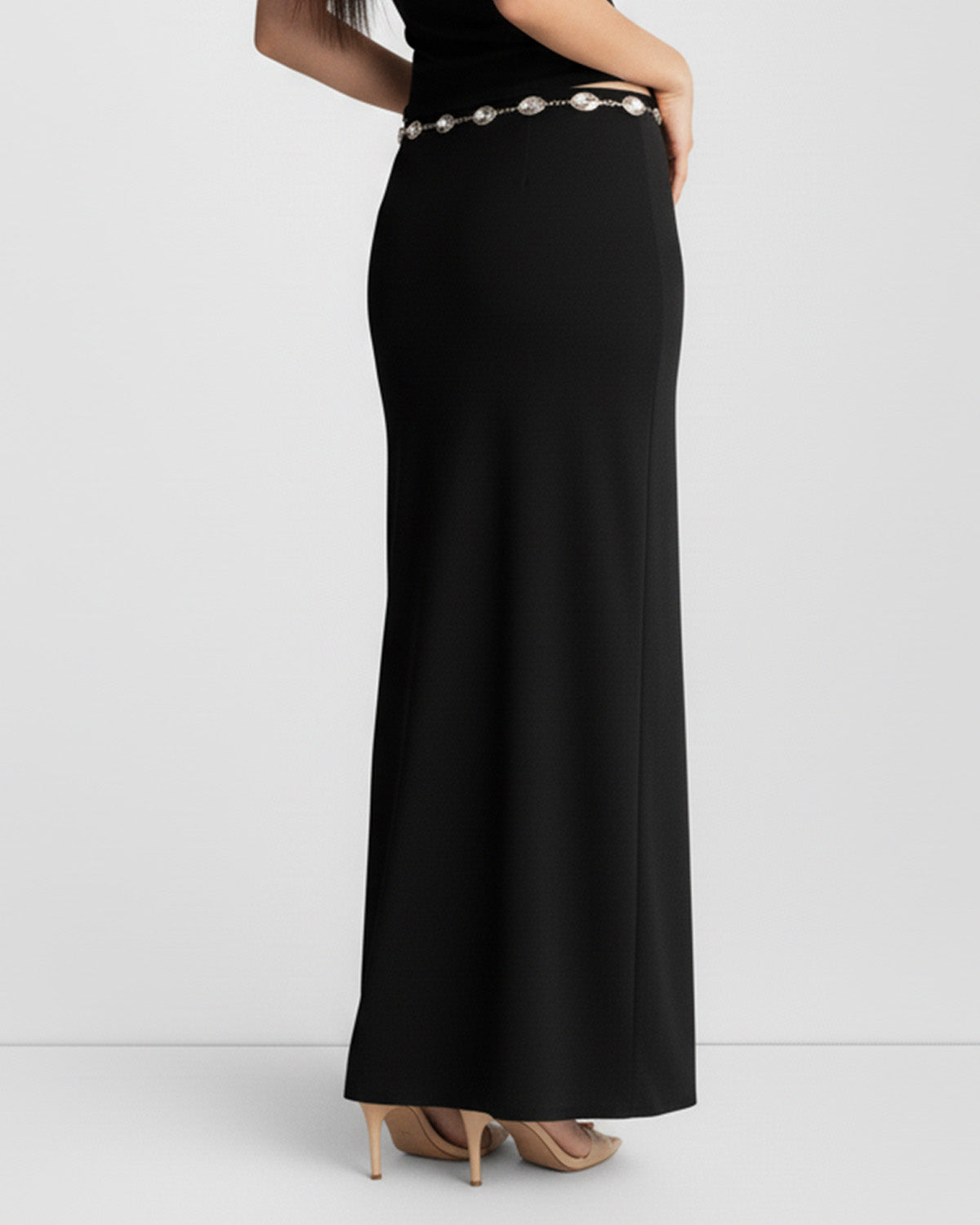 coord sets,tops,casual,summer,knitted, stretchable,ribbed,solid,gathered,skinny fit,fitted,regular,crew neck,long sleeves, OY305 black, 25100031GG