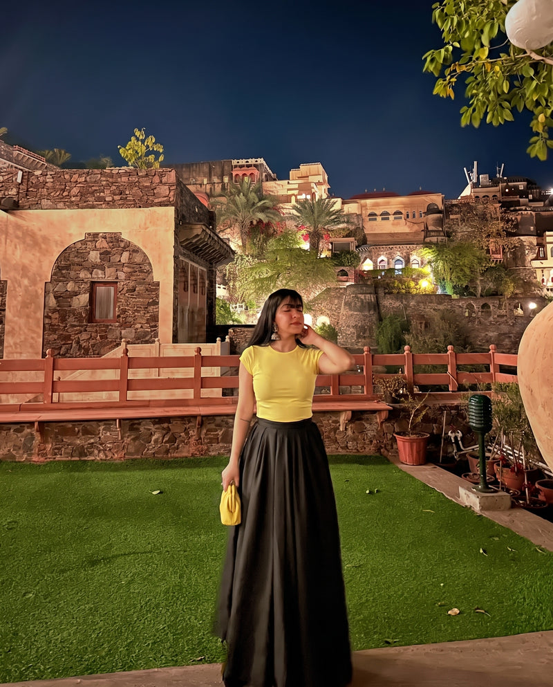Butter Yellow Cap Sleeve Crop Top