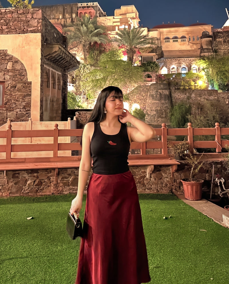 The Mirchi Beaded Tank Top - Black
