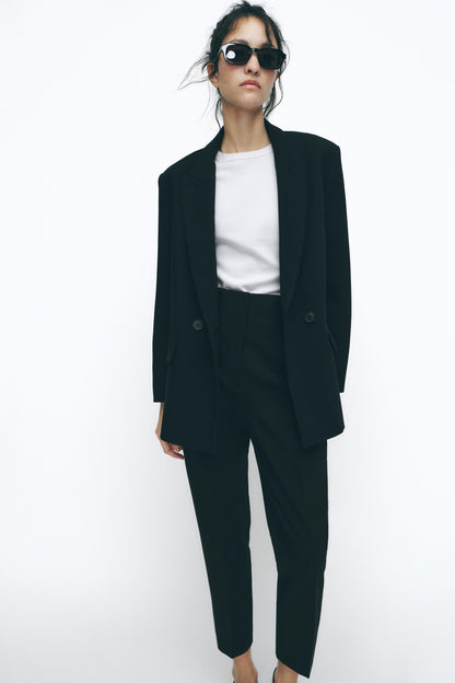 Black High-Waist Tapered Trouser