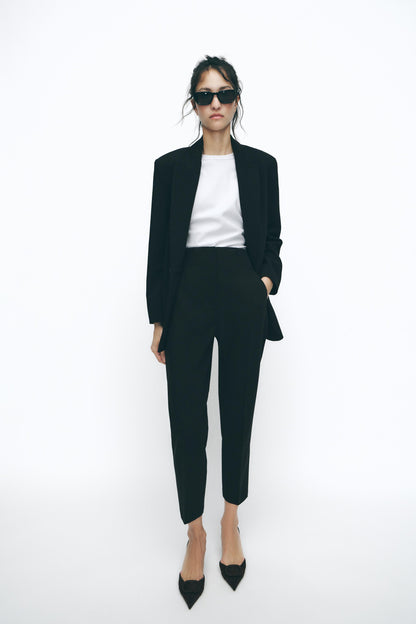 Black High-Waist Tapered Trouser