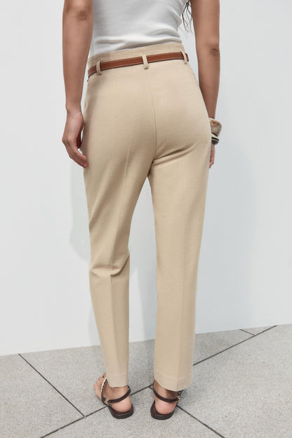 bottomwear,trousers,formal,gen z, summer,stretchable,moss,panelling, beige,side pockets,,regular fit,tapered,full length,high rise OY2033, 25100022GG