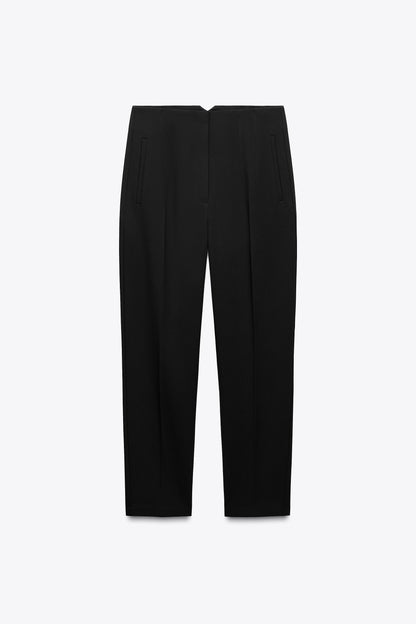 Black High-Waist Tapered Trouser