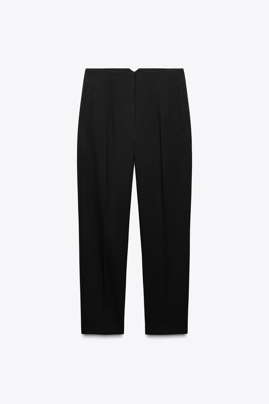 Black High-Waist Tapered Trouser