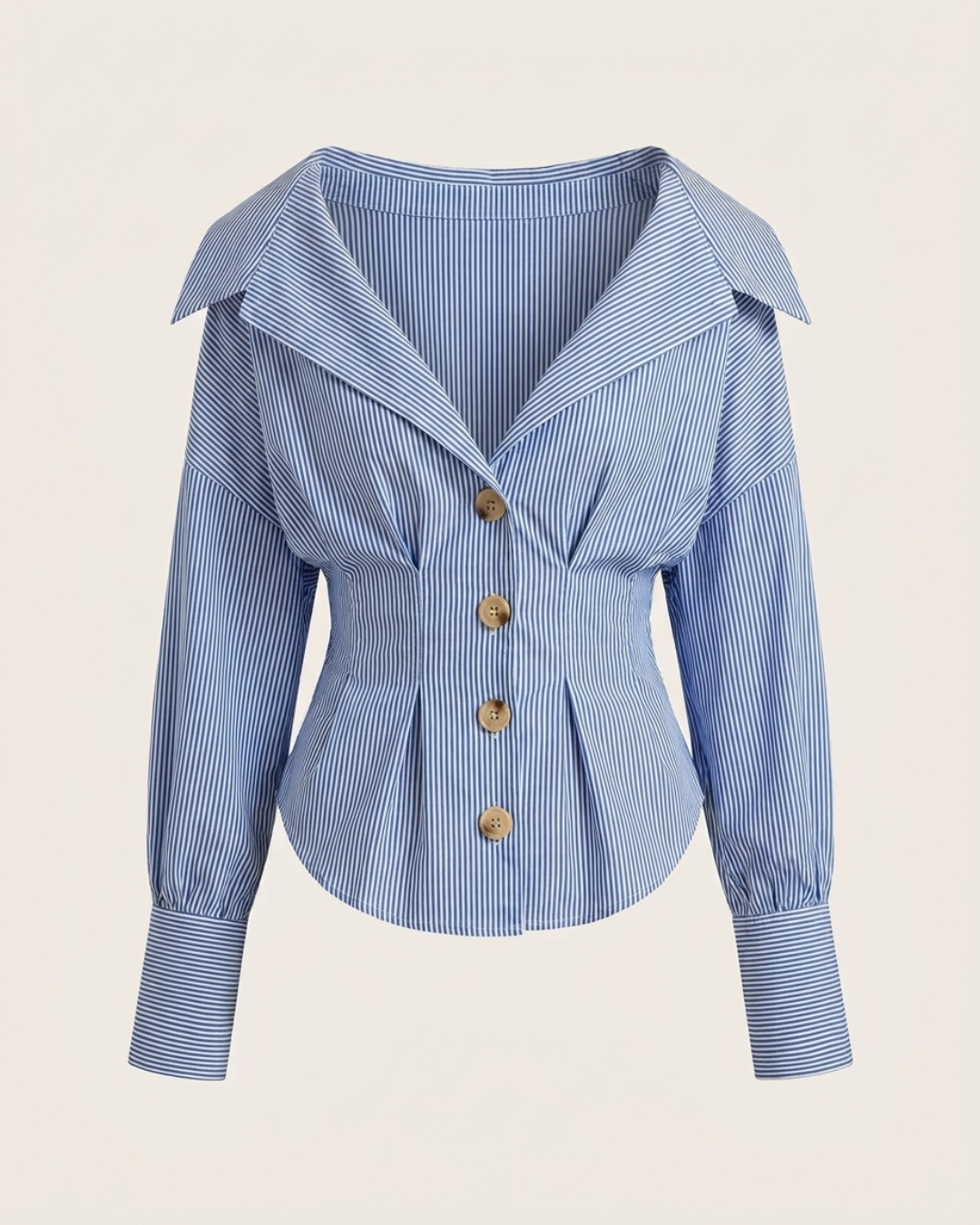 Shirt With Cinched Waist - Blue Stripe
