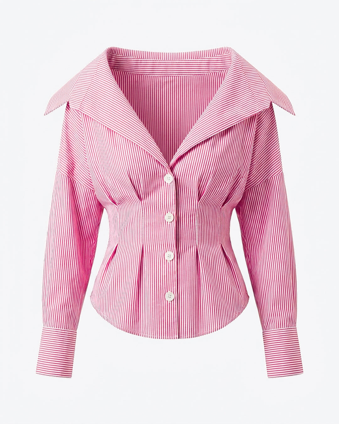 Shirt With Cinched Waist-Pink Stripe