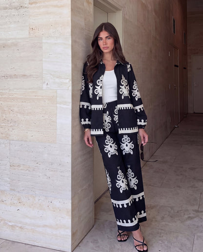 Black Folk Print Co-ord Set