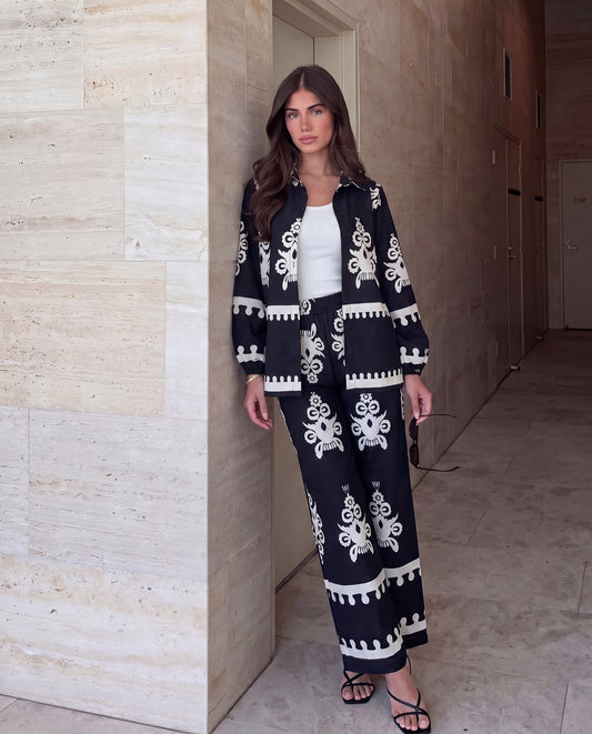 Black Folk Print Co-ord Set