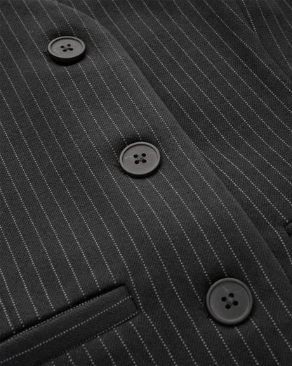topwear,tops,formal, semi-formal,creative workwear, minimal, summer,woven,polycotton,black,pinstripes, stripes,pinstripes, slit,button,regular fit,vest,waist length,curved hem,v-neck,sleeveless,OY2004, 25060036GG