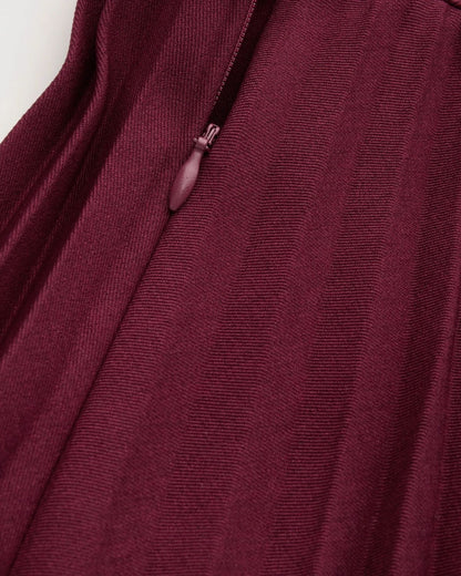 coord sets,bottomwear, topwear,casual chic, formal, semi-formal,minimal, sophisticated, summer, timeless,woven,satin,maroon,solid,pleated,button, zipper,tailored fit top,vest,waist length top,straight hem,lapel collar,no straps,no sleeves,sleeveless,button down top,skirts,pleated skirt,midi skirt,straight hem,mid rise waist,no pockets OY3044, 25070017GG