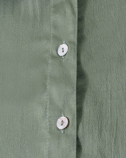 solid-satin-shirt-green,SOLID SATIN SHIRT,topwear,shirts,outdoor events,minimal,woven,satin,green,solid,regular fit,regular,shirt collar,cuff sleeves,long sleeves