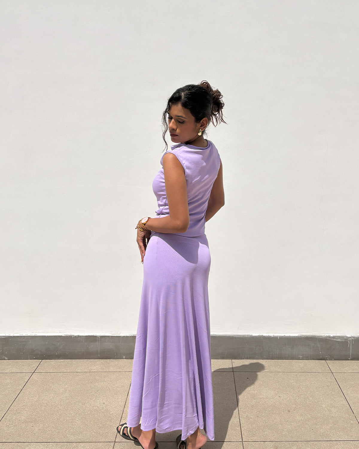 coord sets,sets,vacation, outdoor events,beach, minimal, soft girl, summer, timeless,knitted, stretchable,ribbed,lavender,solid,slim fit,fitted,regular length,cowl neck,sleeveless, coord sets,skirts,casual,summer, streetwear,knitted, stretchable,ribbed,Lavender,relaxed fit,ankle length,high rise
25010068GG, OY305