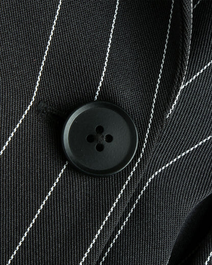 topwear,tops,formal, semi-formal,creative workwear, minimal, summer,woven,polycotton,yarn dyed,black,pinstripes, stripes,pinstripes,button,relaxed fit,blazer,longline,straight hem,notch collar,long sleeves,OY2006, 25060038GG"