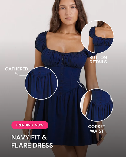 NAVY FIT & FLARE DRESS