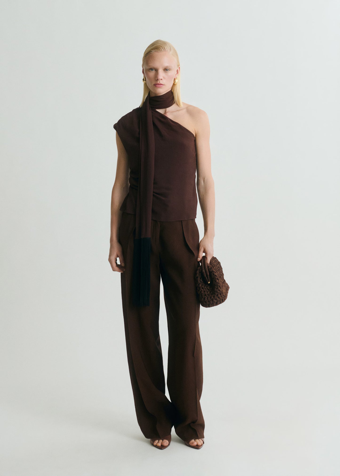 Brown Pleated Trouser