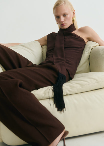 Brown Pleated Trouser