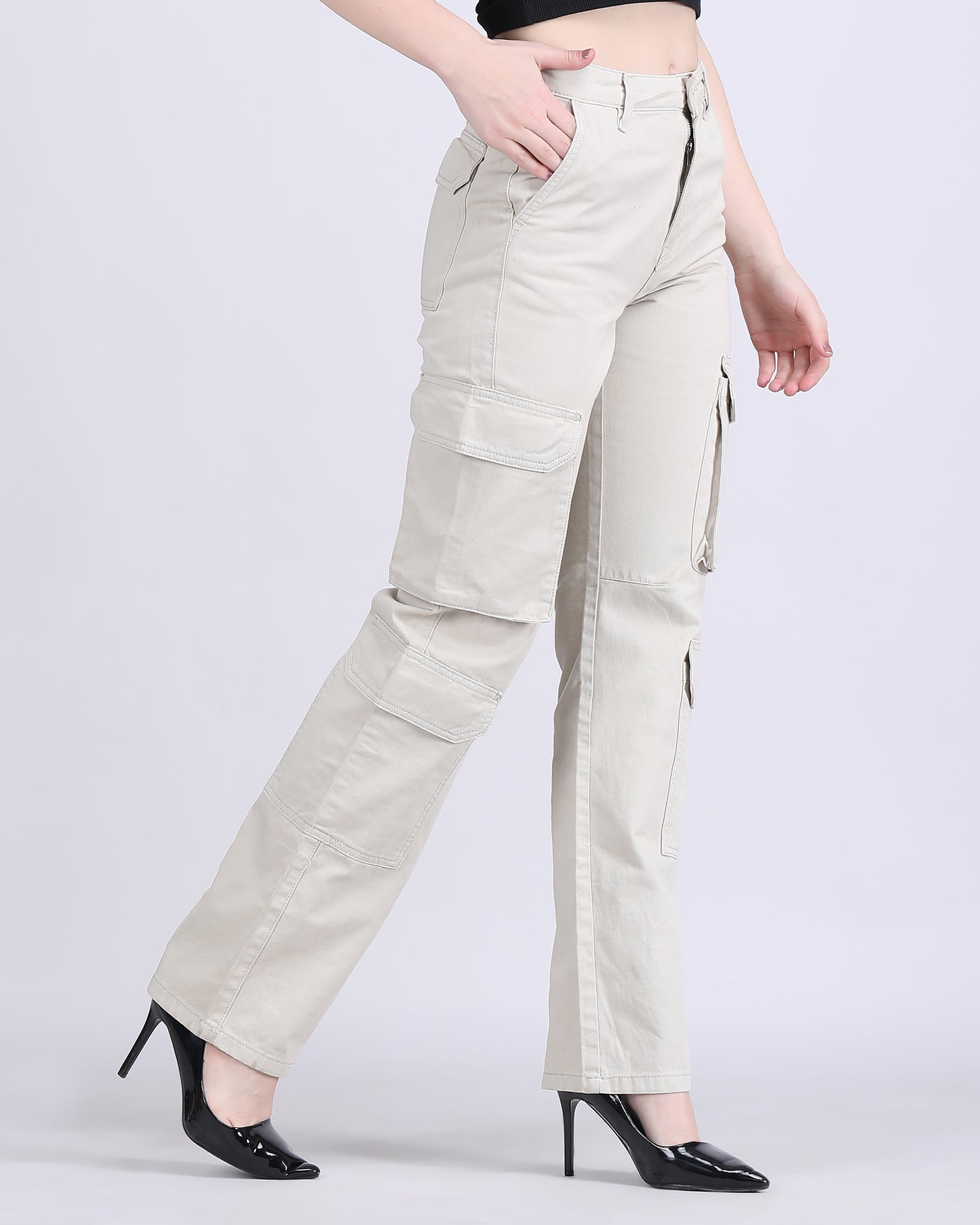 STRAIGHT FIT CARGO,beige, bottomwear, cargos, cotton, full length, mid rise waist, straight fit, utility pocket,cargo-straight-fit-trouser-beige,Length - Full lengthWaist - Mid-rise waistFit - Straight fitColor - CreamNo. of Pockets - 8Material - Cotton twillLength - 42 inchClosure - Zip &amp; button Detail - Utility-pocket